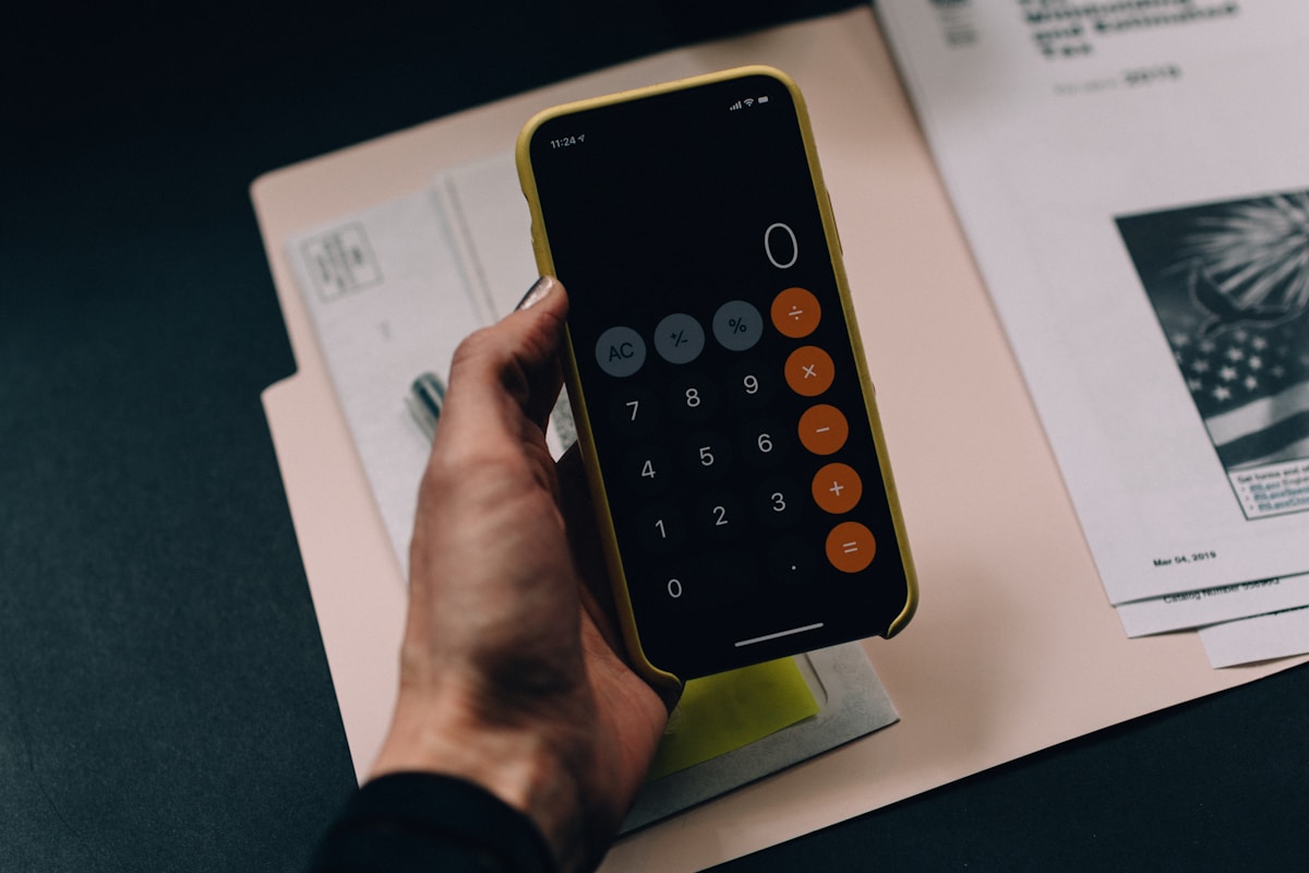 Financial documents and calculations for property purchase costs